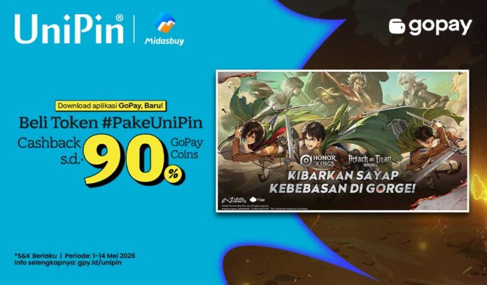 Kolaborasi Honor of Kings dan Attack on Titan Telah Hadir! Top Up Pakai GoPay Ekstra Cashback 90%!