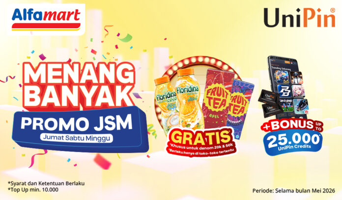 Menang Banyak di Promo JSM Alfamart! Beli UniPin Voucher Bisa Dapat Gratis Minuman dan Bonus 25.000 UniPin Credits