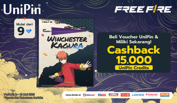 Saatnya Top Up Free Fire! Miliki Item Eksklusif Winchester Kagura + Cashback hingga 15.000 UniPin Credits!