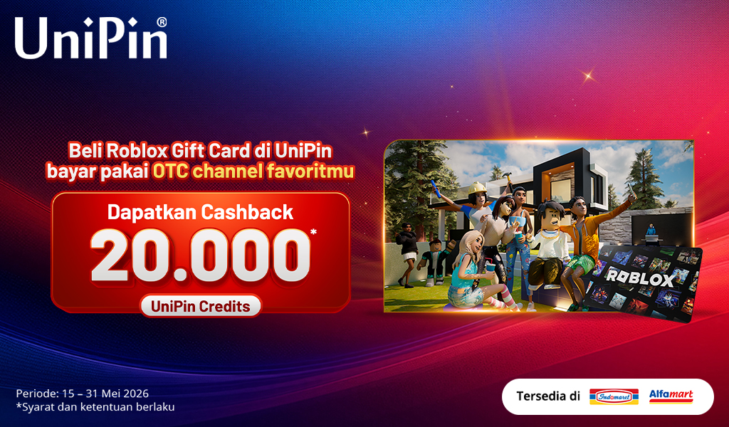Top Up Roblox Gift Card Makin Untung! Dapatkan Cashback 20.000 UC Bayar di Indomaret dan Alfamart!