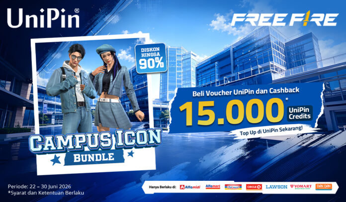 Campus Icon Bundle FF Lagi Hits! Top Up Sekarang & Dapatkan Cashback hingga 15.000 UniPin Credits