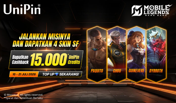 Sikat Misi MLBB: Dapatkan 4 Skin SF & Cashback 15.000 UniPin Credits!