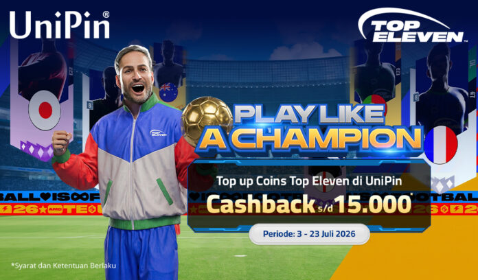 Top Up Coins Top Eleven di UniPin, Nikmati Cashback hingga 15.000 UniPin Credits!