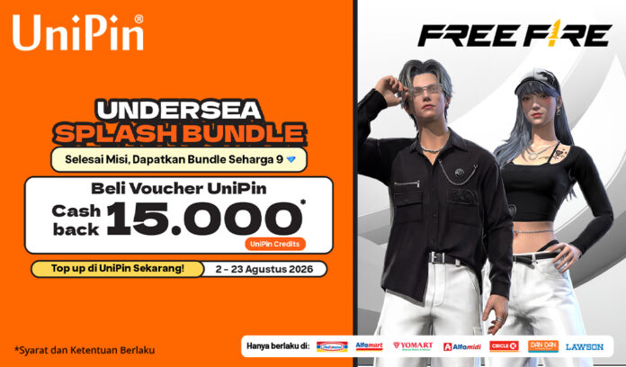 Koleksi Undersea Splash Bundle! Top Up Free Fire Sekarang & Dapatkan Cashback hingga 15.000 UniPin Credits