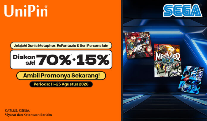 Metaphor ReFantazio & Persona Hadir di UniPin! Diskon hingga 70% + 15%!