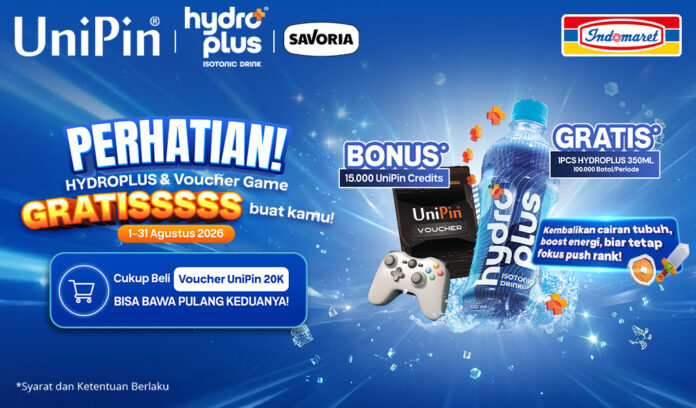 PERHATIAN! Beli Voucher UniPin 20K di Indomaret, GRATIS Hydroplus 350ml