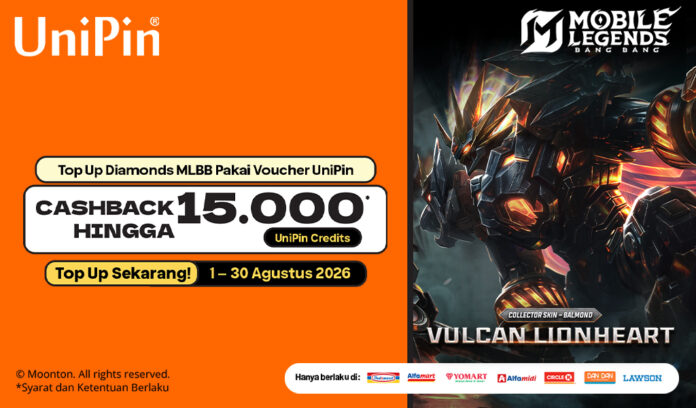 Top Up MLBB, Raih Kekuatan Vulcan Lionheart dan Cashback Hingga 15.000 UniPin Credits!