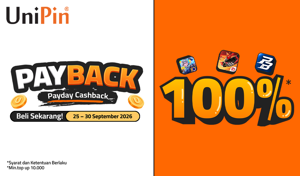 PAYBACK! Payday Cashback 100% dari UniPin Khusus Untuk Kamu yang Baru Gajian